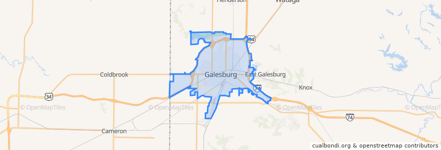 Mapa de ubicacion de Galesburg.