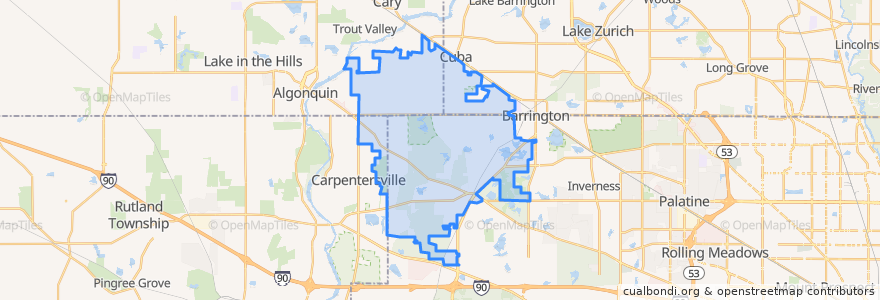 Mapa de ubicacion de Barrington Hills.