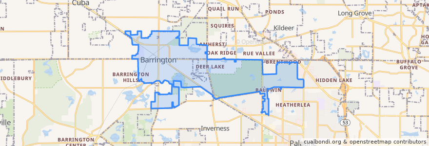 Mapa de ubicacion de Barrington.