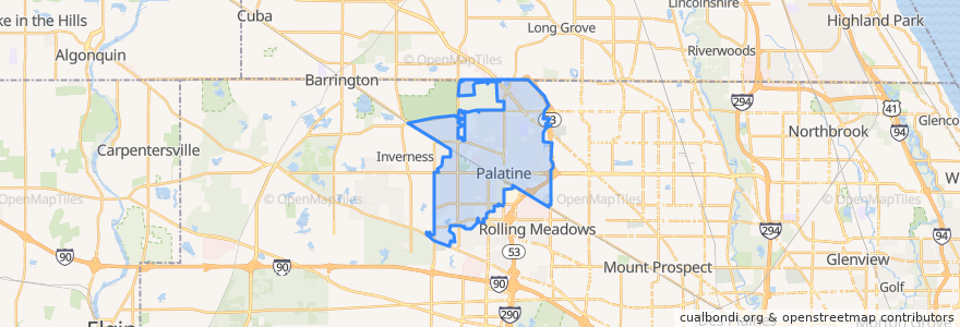 Mapa de ubicacion de Palatine.