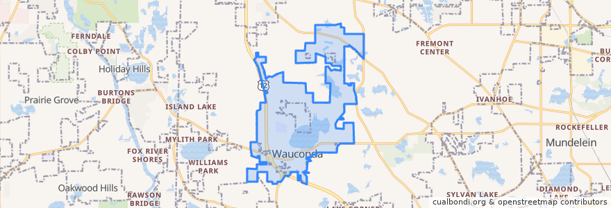 Mapa de ubicacion de Wauconda.