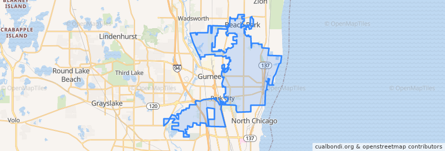 Mapa de ubicacion de Waukegan.