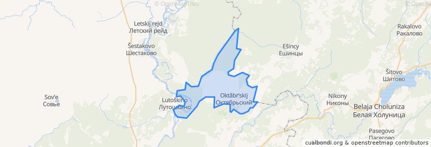 Mapa de ubicacion de Октябрьское сельское поселение.