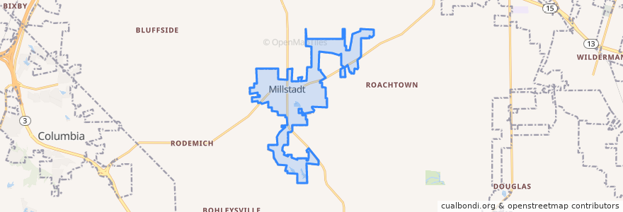 Mapa de ubicacion de Millstadt.