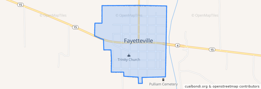 Mapa de ubicacion de Fayetteville.