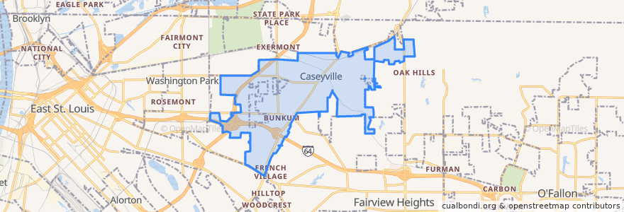 Mapa de ubicacion de Caseyville.