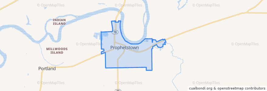 Mapa de ubicacion de Prophetstown.