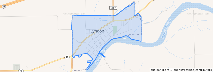 Mapa de ubicacion de Lyndon.