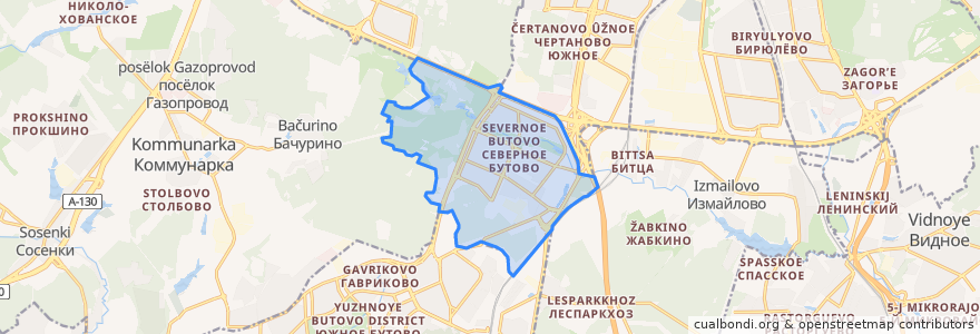 Mapa de ubicacion de район Северное Бутово.