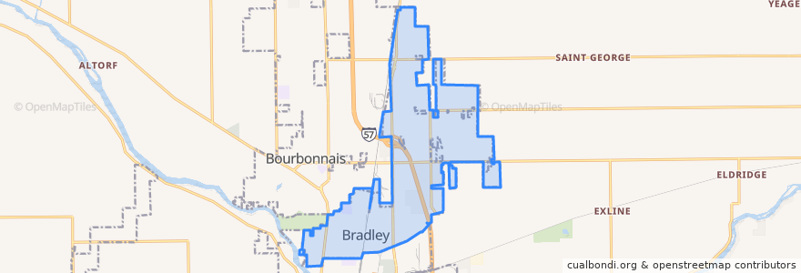 Mapa de ubicacion de Bradley.