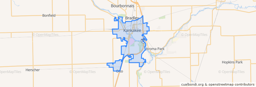 Mapa de ubicacion de Kankakee.