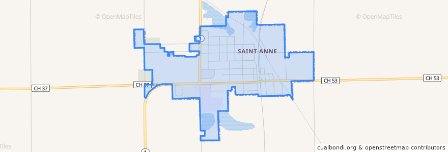 Mapa de ubicacion de St. Anne.