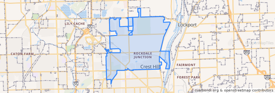 Mapa de ubicacion de Crest Hill.