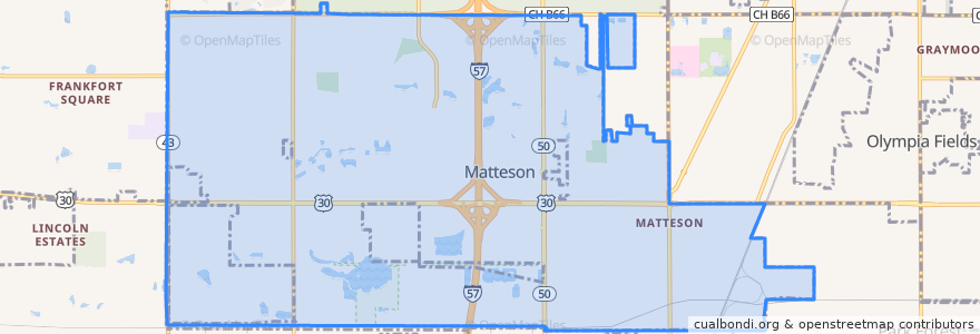 Mapa de ubicacion de Matteson.