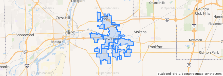 Mapa de ubicacion de New Lenox.