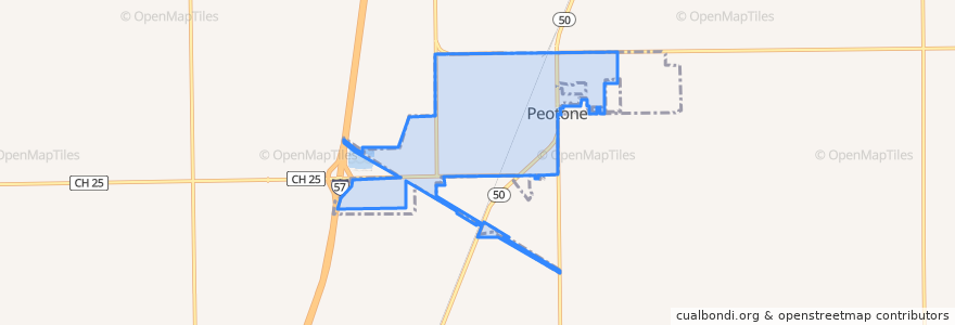 Mapa de ubicacion de Peotone.