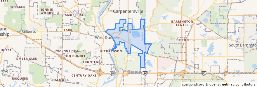 Mapa de ubicacion de East Dundee.