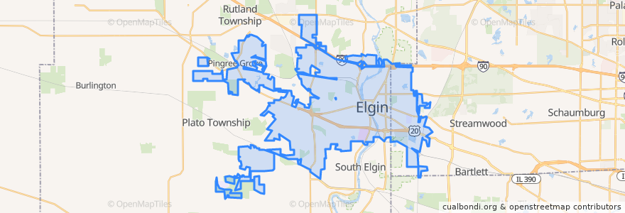 Mapa de ubicacion de Elgin.