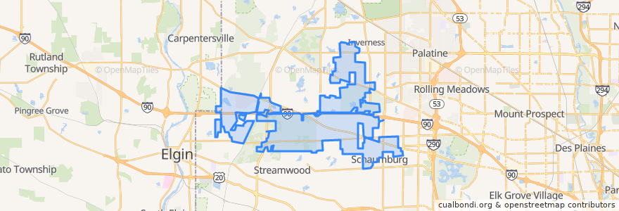 Mapa de ubicacion de Hoffman Estates.