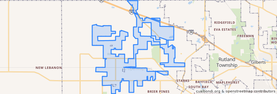 Mapa de ubicacion de Hampshire.