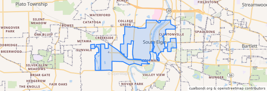 Mapa de ubicacion de South Elgin.