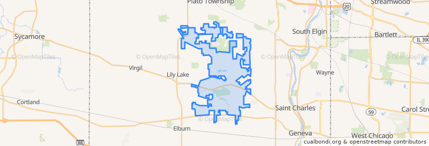 Mapa de ubicacion de Campton Hills.