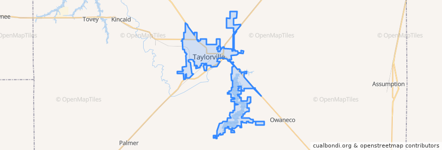 Mapa de ubicacion de Taylorville.