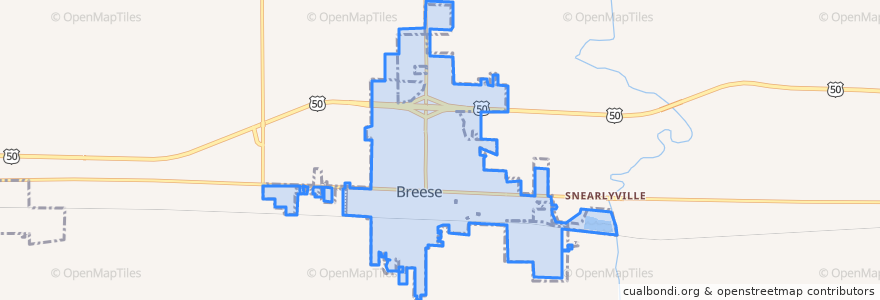 Mapa de ubicacion de Breese.