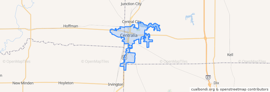 Mapa de ubicacion de Centralia.