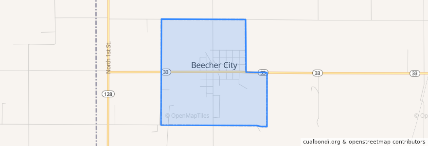 Mapa de ubicacion de Beecher City.