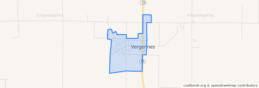 Mapa de ubicacion de Vergennes.