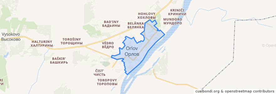 Mapa de ubicacion de Орловское городское поселение.