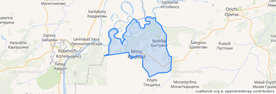 Mapa de ubicacion de Мирнинское городское поселение.