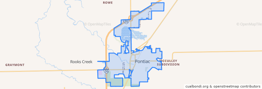 Mapa de ubicacion de Pontiac.