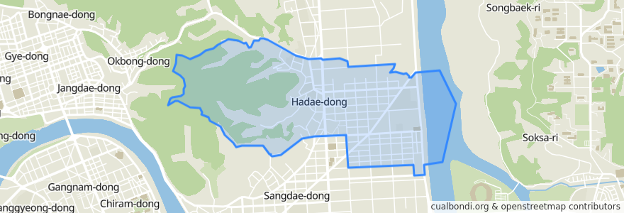 Mapa de ubicacion de 하대동.