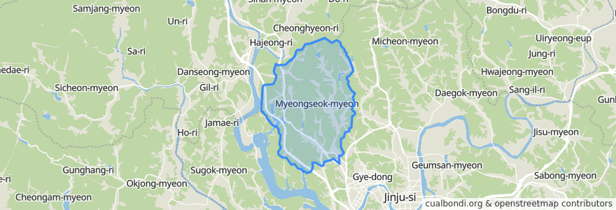 Mapa de ubicacion de 명석면.