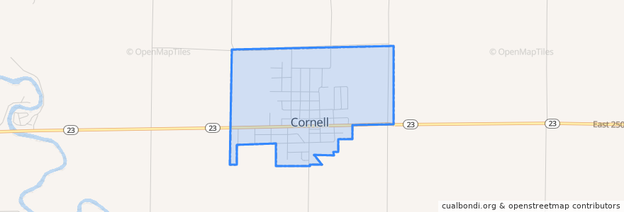 Mapa de ubicacion de Cornell.