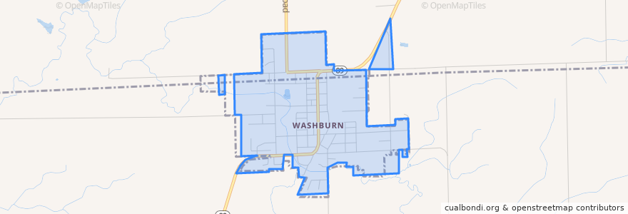 Mapa de ubicacion de Washburn.