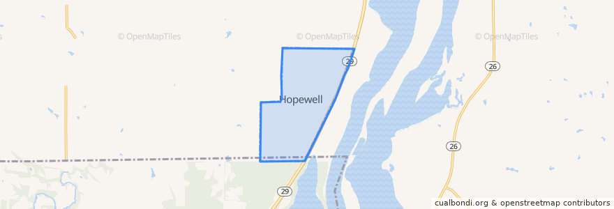 Mapa de ubicacion de Hopewell.