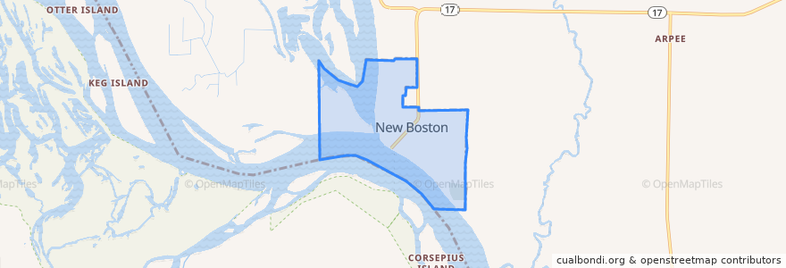 Mapa de ubicacion de New Boston.