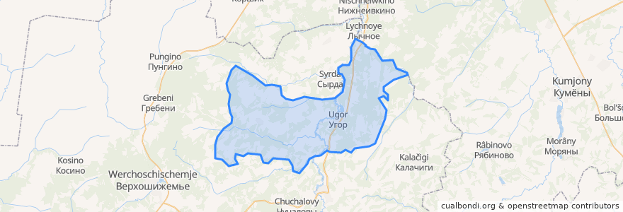 Mapa de ubicacion de Угорское сельское поселение.