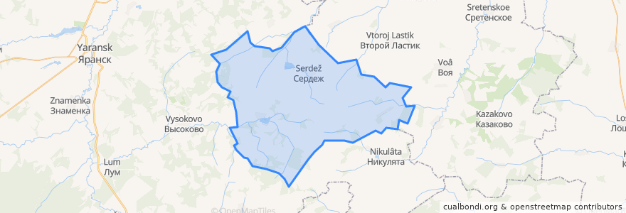 Mapa de ubicacion de Сердежское сельское поселение.