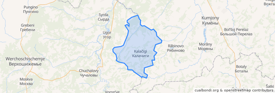 Mapa de ubicacion de Калачиговское сельское поселение.