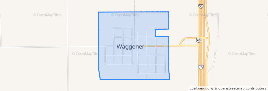 Mapa de ubicacion de Waggoner.