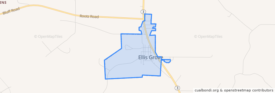 Mapa de ubicacion de Ellis Grove.