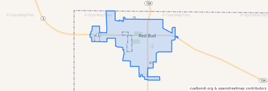 Mapa de ubicacion de Red Bud.