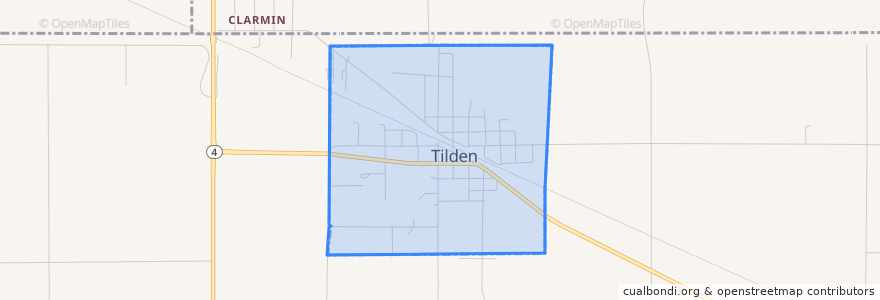 Mapa de ubicacion de Tilden.