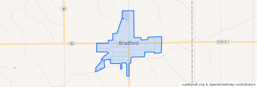 Mapa de ubicacion de Bradford.