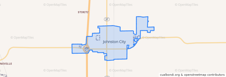 Mapa de ubicacion de Johnston City.