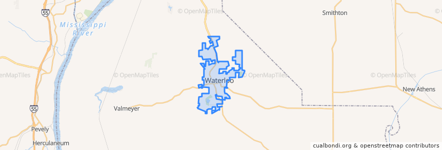 Mapa de ubicacion de Waterloo.